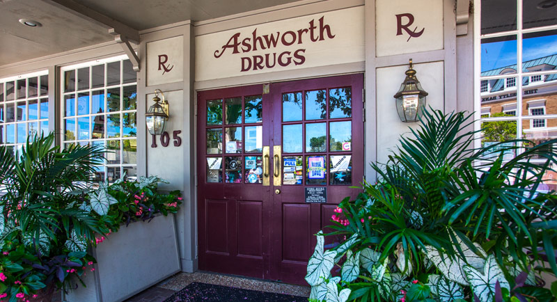 Ashworth Drugs front entrance in Cary NC