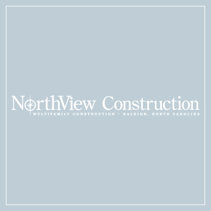 NorthView Construction Logo - White serif type on blue background