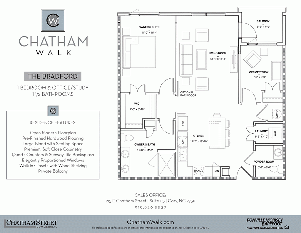 The Bradford floorplan at Chatham Walk