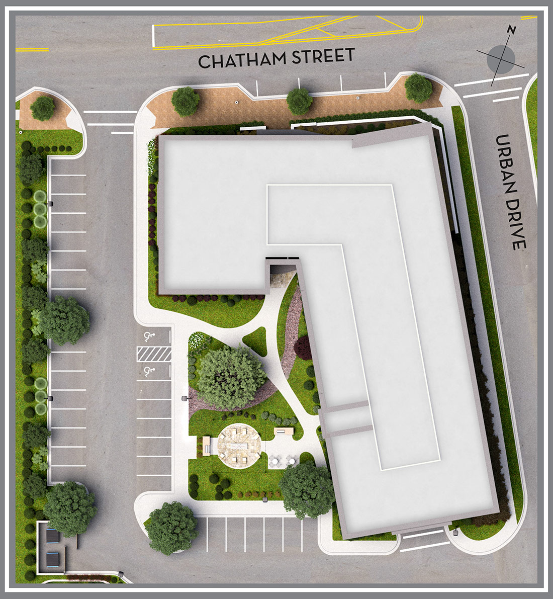 Rendering of aerial view of Chatham Walk site plan