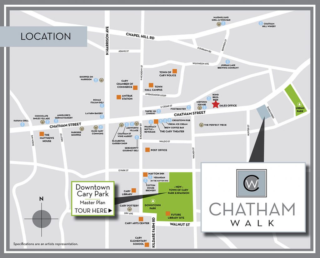 Location Cary Condos in Downtown Cary NC