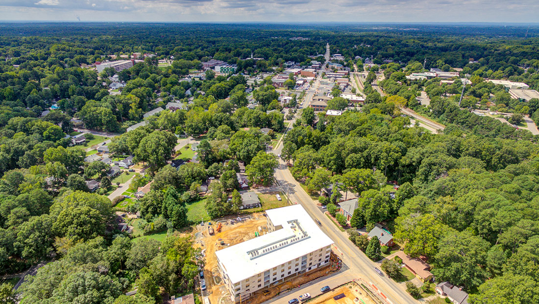 Chatham Walk drone photo during construction